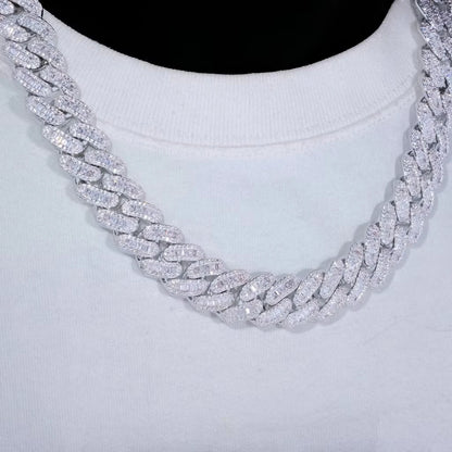 15mm Zircon Cuban Link Chain Iced Out In hand-set Simulated Diamond Stones Bling Miami CZ Necklace