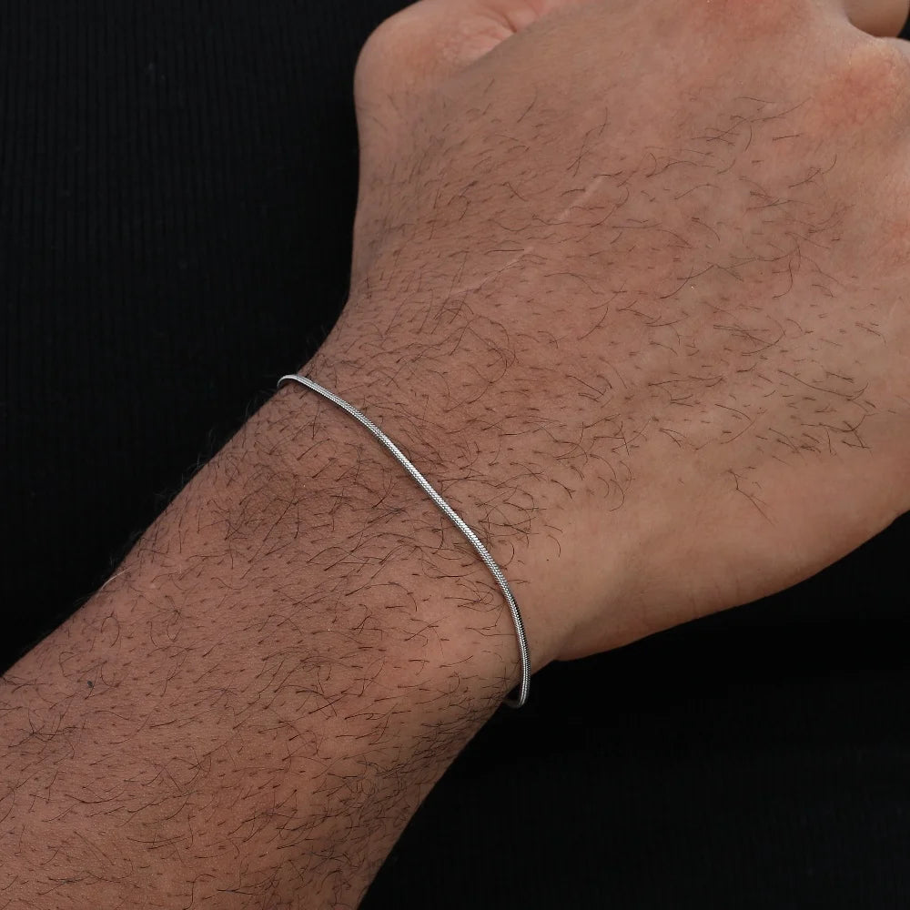 Simple Stainless Steel Square Snake Bone Chain Bracelet