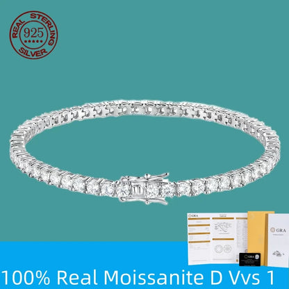 Factory Price D VVS1 Moissanite Tennis Bracelet 925 Sterling Silver