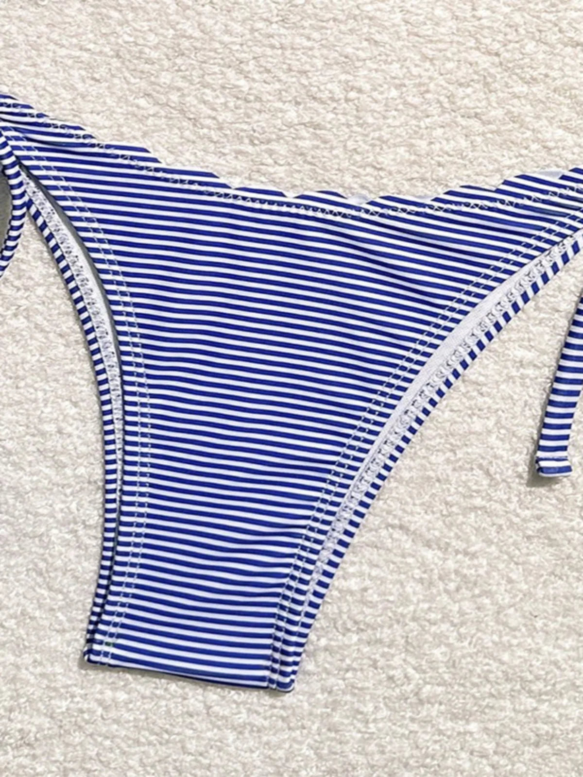 Blue Stripe Print Two Piece Swimsuit