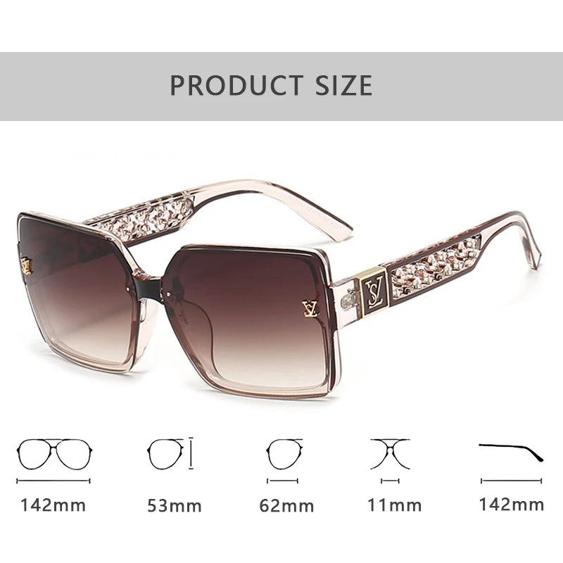 2026 Fashion Brand Luxury Designer Sunglasses Women Square Vintage Elegant Cute Shades Glasses Trendy Travel Party Sunglasses