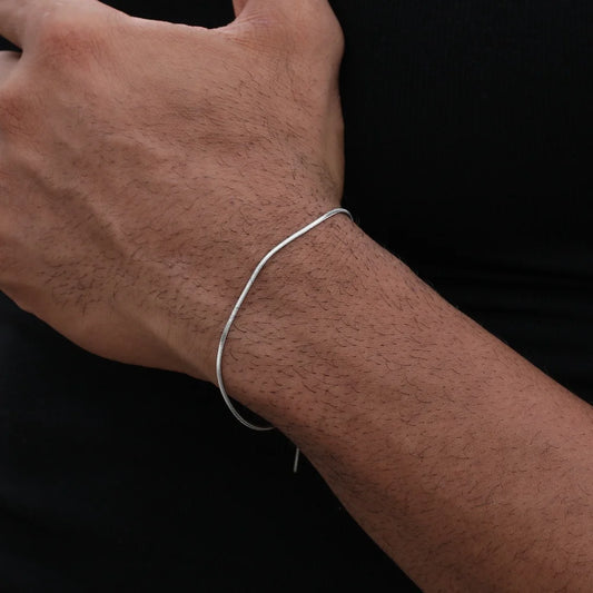 Simple Stainless Steel Square Snake Bone Chain Bracelet