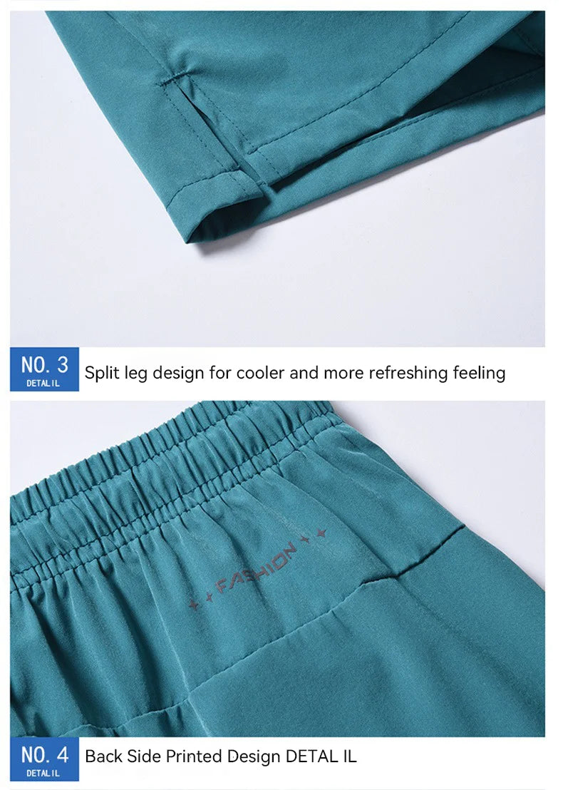 1pcs Summer Men Ice Silk Shorts Quick Drying Running Gym Pants Homme Surf Ventilate Drawstring Casual Outdoor Sport Couple Short