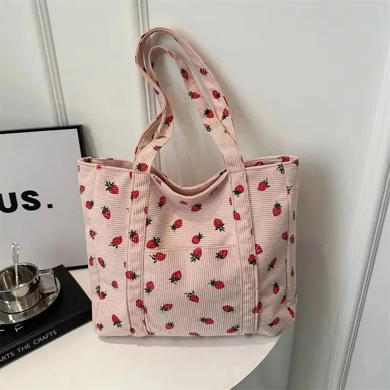 Corduroy Handbag Strawberries