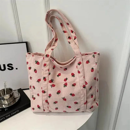 Corduroy Handbag Strawberries