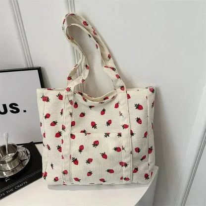 Corduroy Handbag Strawberries