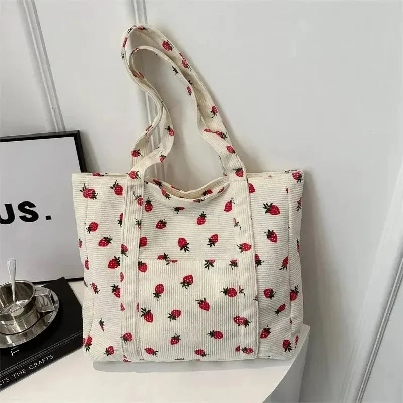 Corduroy Handbag Strawberries