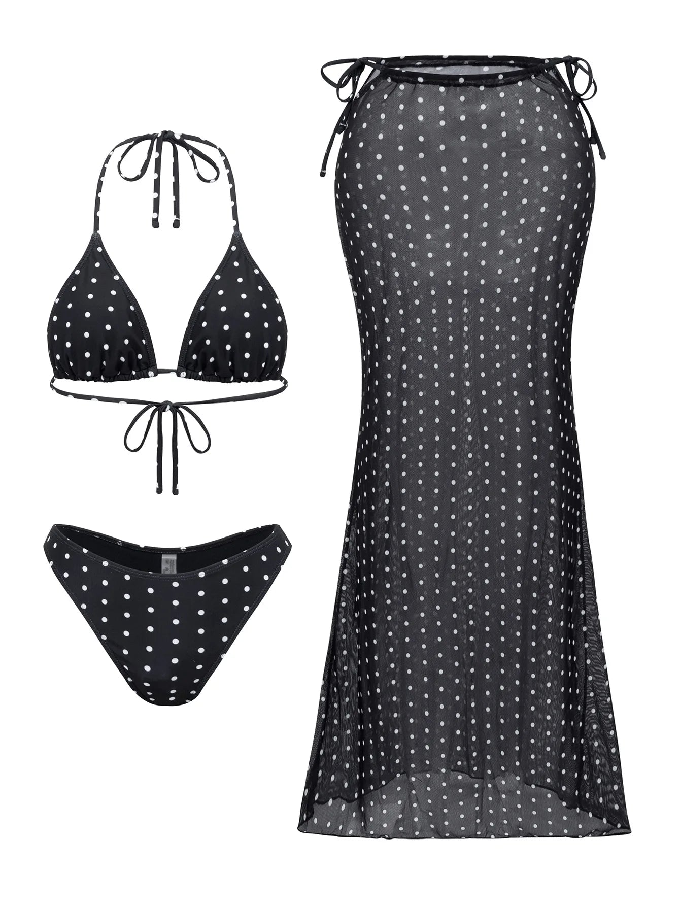 Flower Print Bikini, High Waist Long Skirt 3 Piece