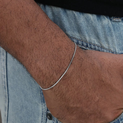 Simple Stainless Steel Square Snake Bone Chain Bracelet