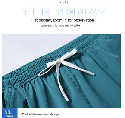 1pcs Summer Men Ice Silk Shorts Quick Drying Running Gym Pants Homme Surf Ventilate Drawstring Casual Outdoor Sport Couple Short